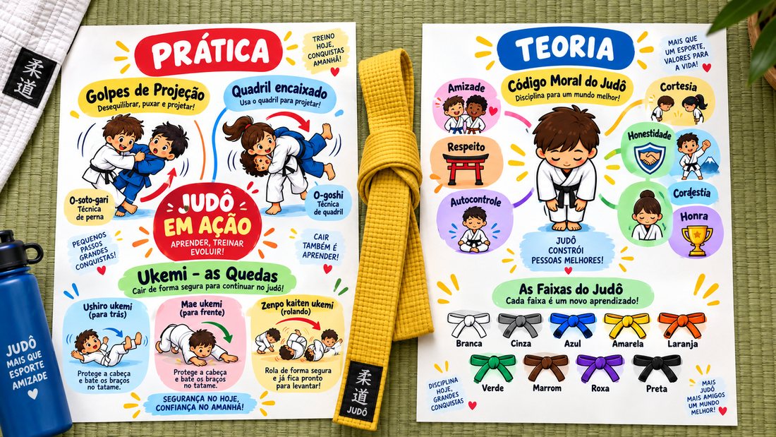Mapas mentais de prática e de teoria do judô